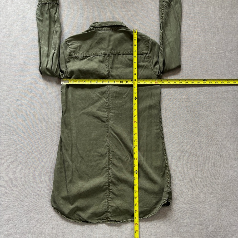 H&M olive army green work campus grunge long button up shirt size 4 - Picture 9 of 11